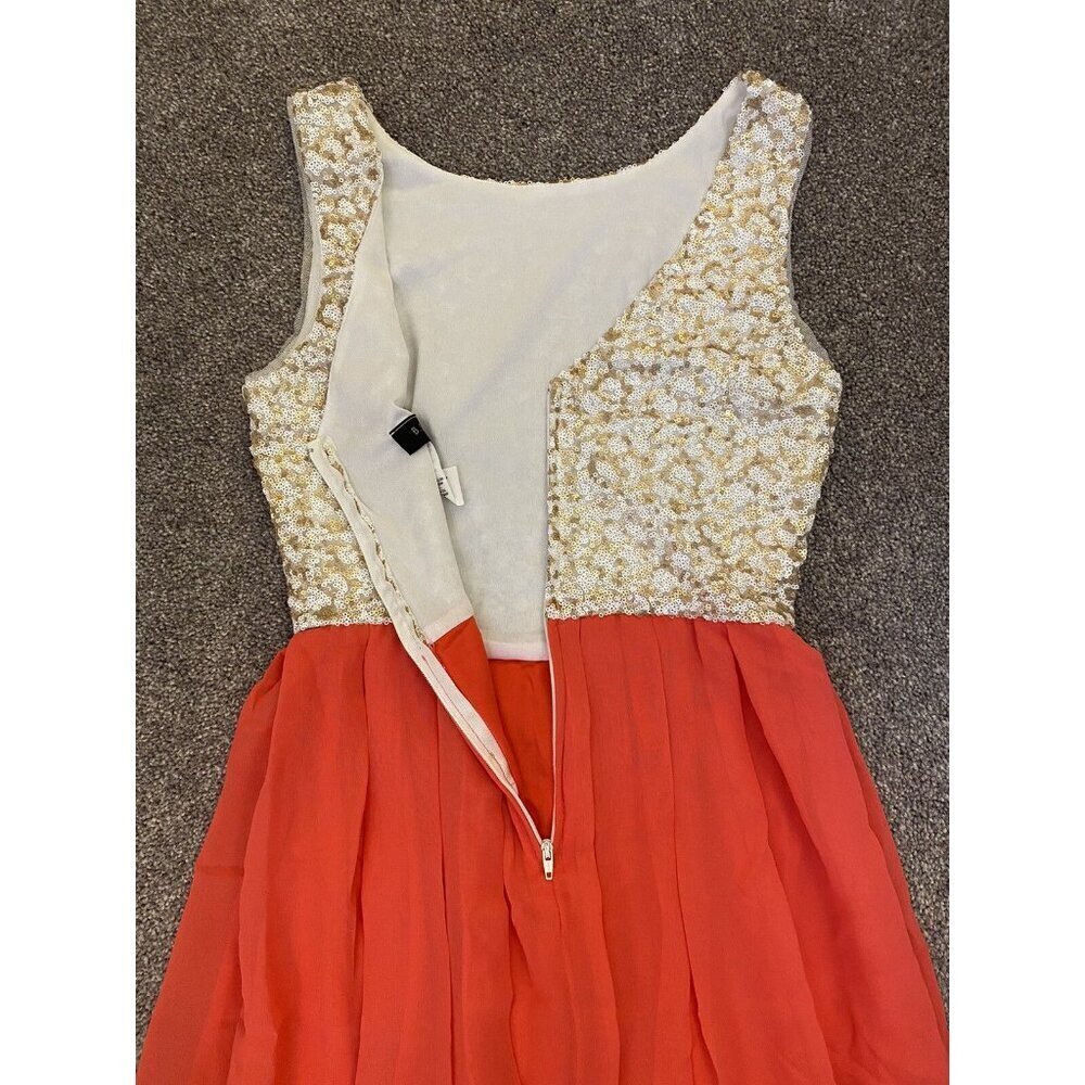 B. Darlin Women's Dress Size 7 / 8 Pink Gold Sleeveless Back Zip Made in USA EUC - Picture 6 of 10